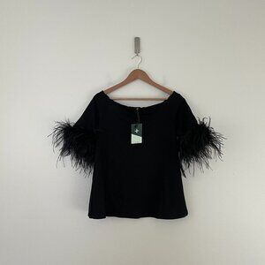 Tuckernuck Black Feather Miranda Off The Shoulder Blouse Size Medium